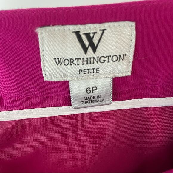 Worthington Magenta Pencil Skirt With Gold Button Embellishments Sz 6P - Picture 5 of 6